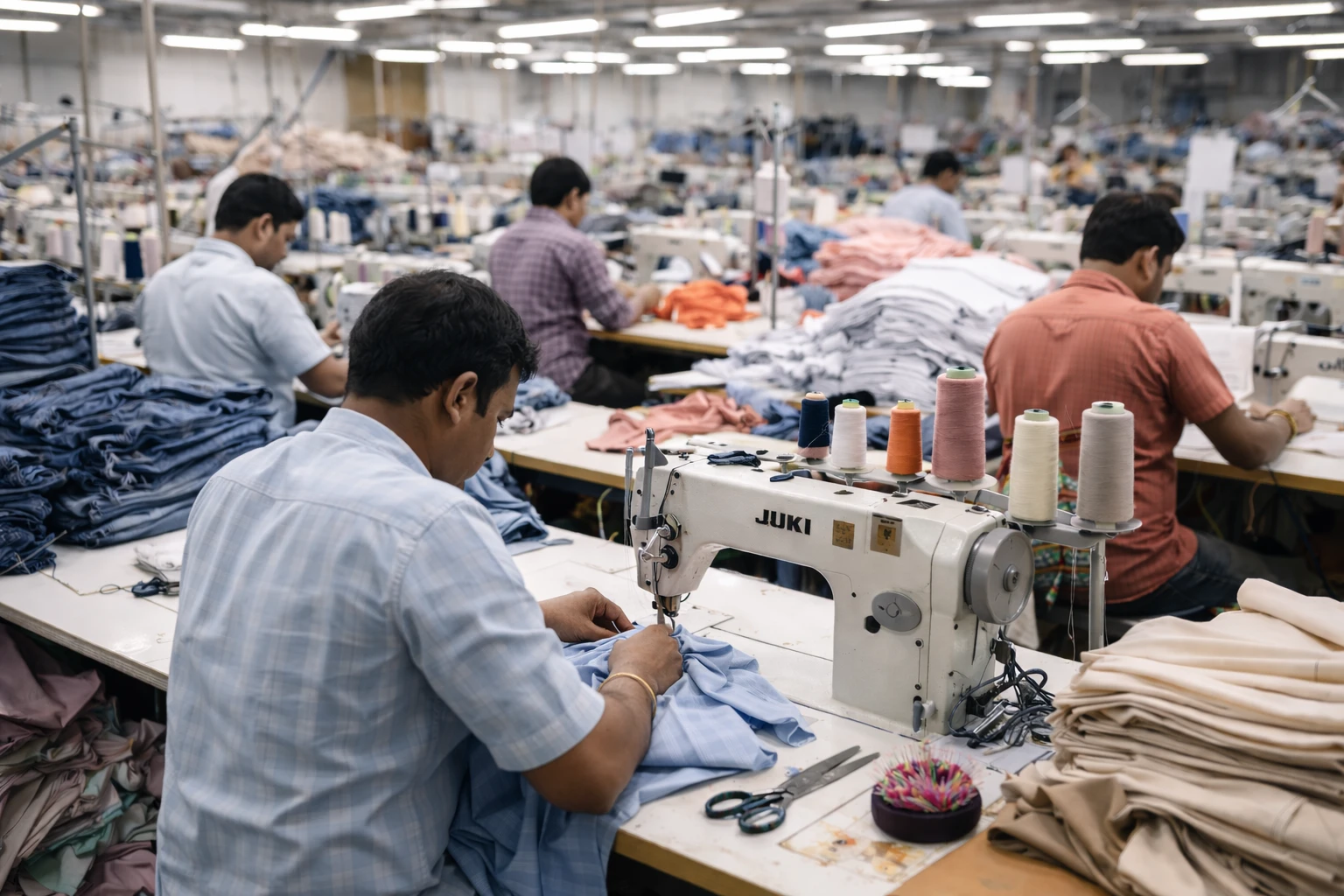 Grasim Apparel production floor with stitching lines
